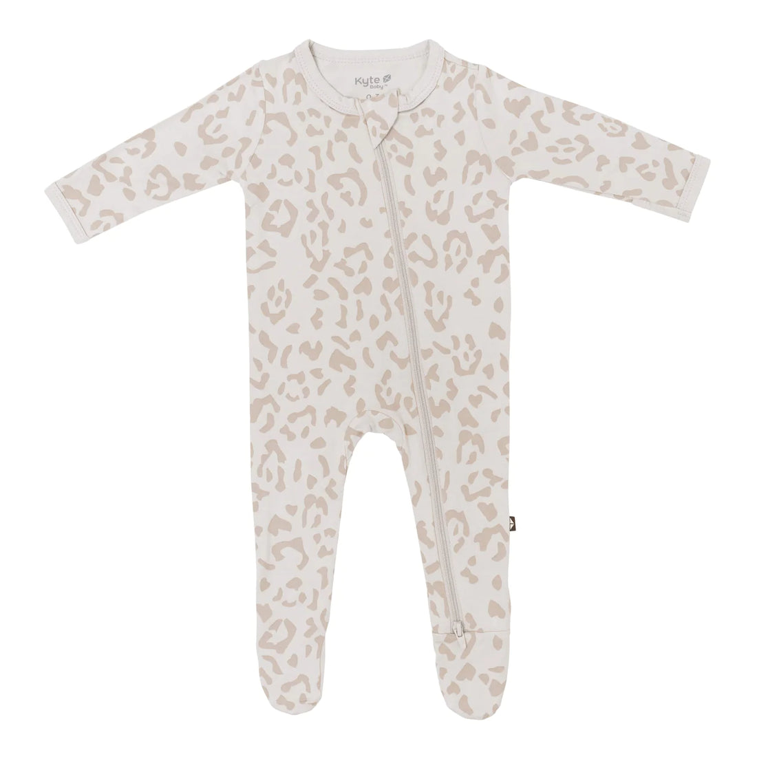 Kyte Baby Zippered Footie: Oat Leopard