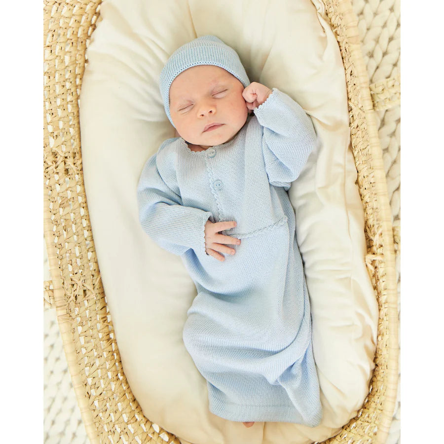 Mercerized Pima Baby Gown: Blue