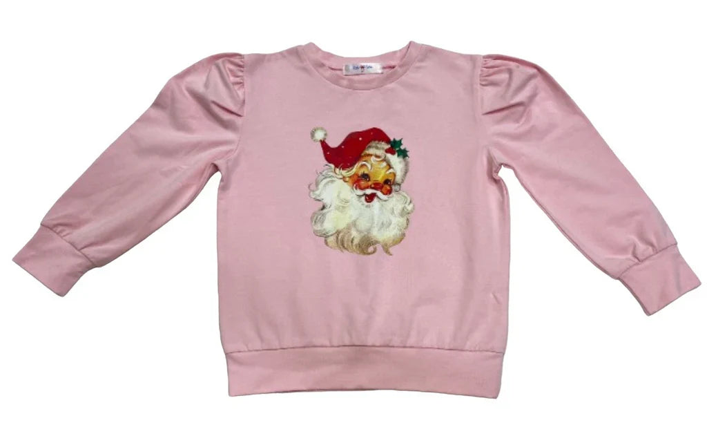 Pink Santa Sequin Hat LS Puff Sleeve Shirt