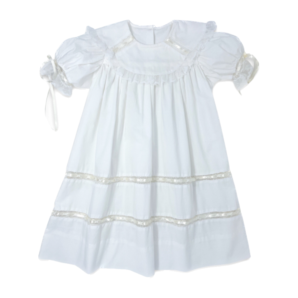 Donahue Dress: Blessing with White Batiste, Ecru Ribbon