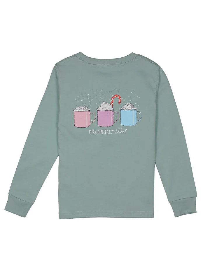 Girls LS Marine Mist Graphic Tee: Hot Chocolate