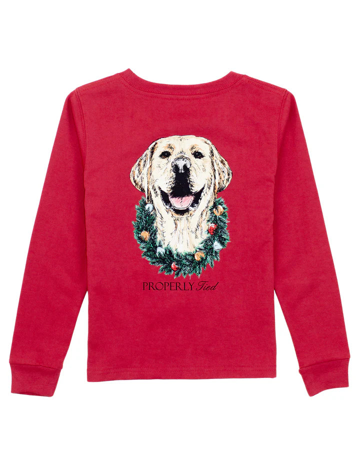 Deck the Paws LS Graphic T-Shirt: Cabernet
