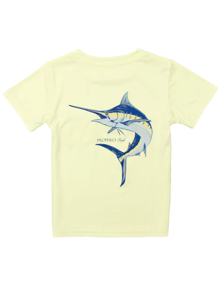 Boys SS Blue Marlin Performance Tee: Light Yellow