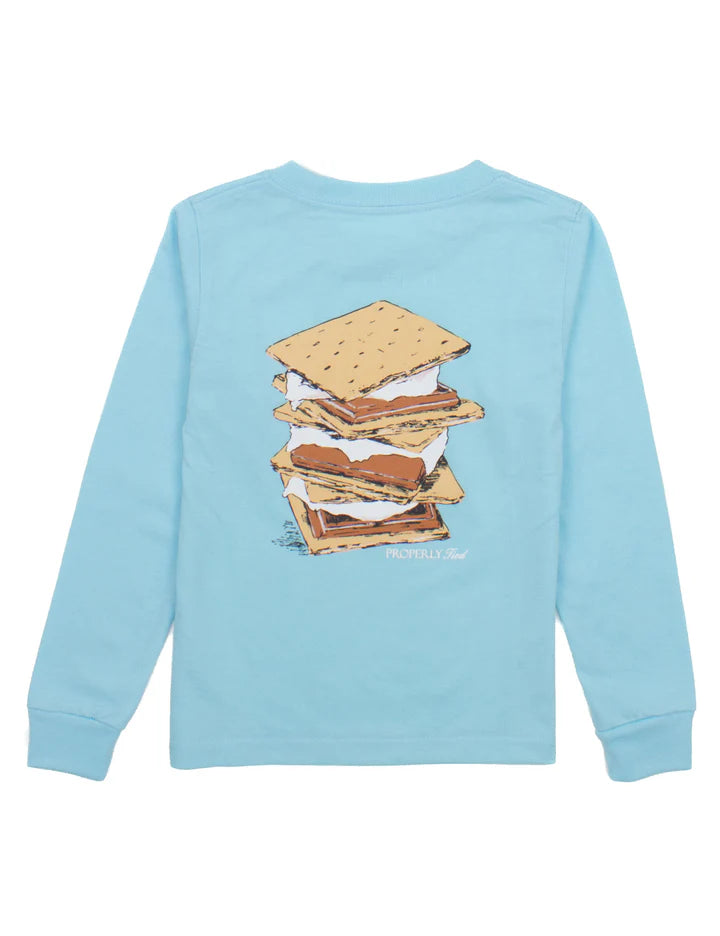 Properly Tied Girls LS Graphic T-Shirt: Powder Blue with S&