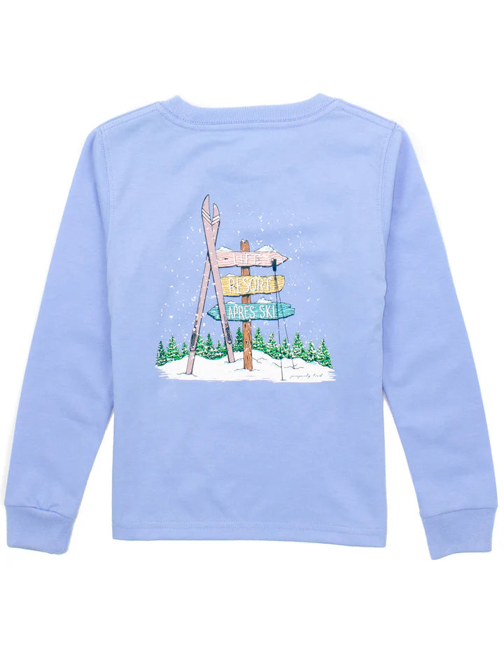 Properly Tied Girls LS Graphic T-Shirt: Light Blue with Ski Direcitons