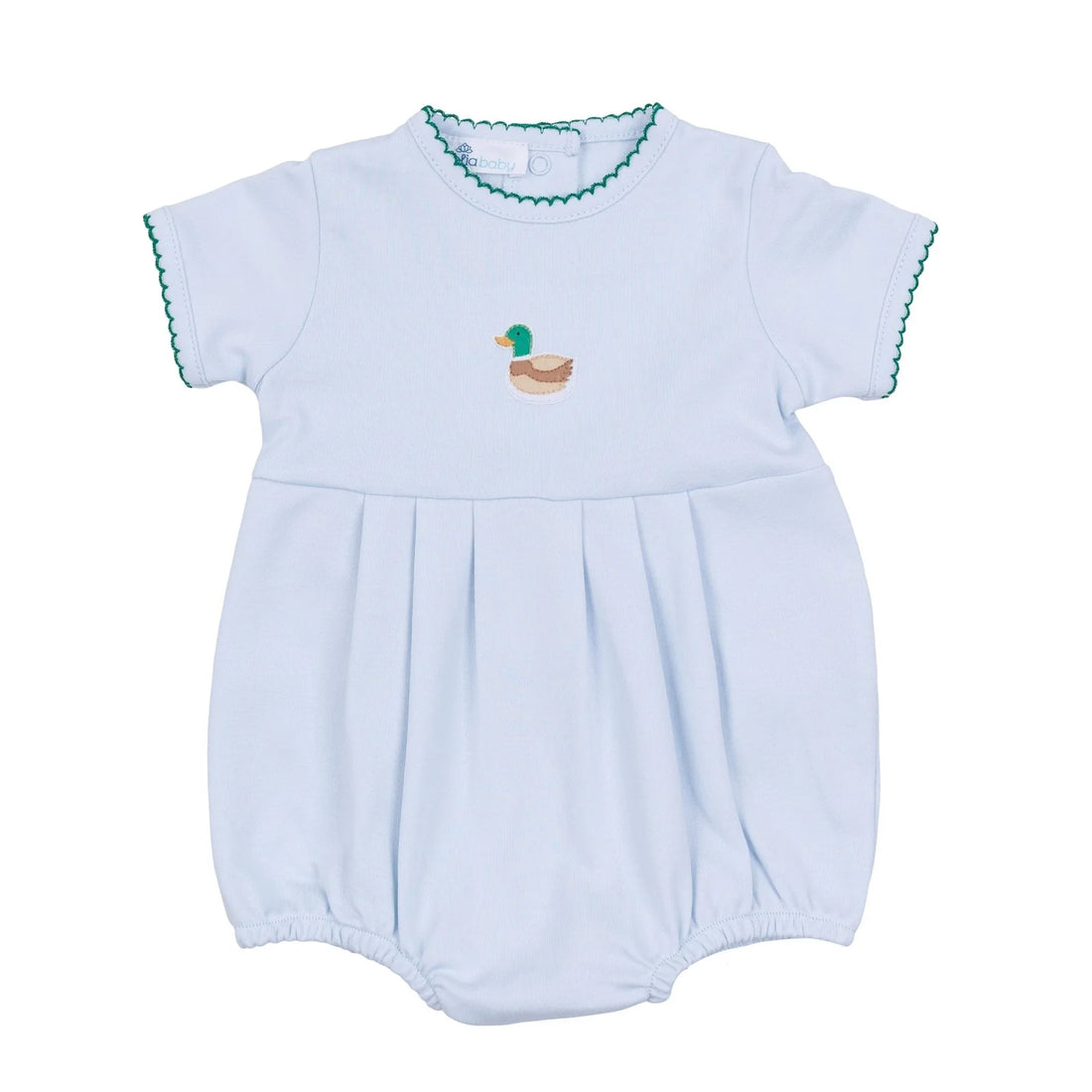 Mini Mallard Embroidered SS Bubble: Light Blue