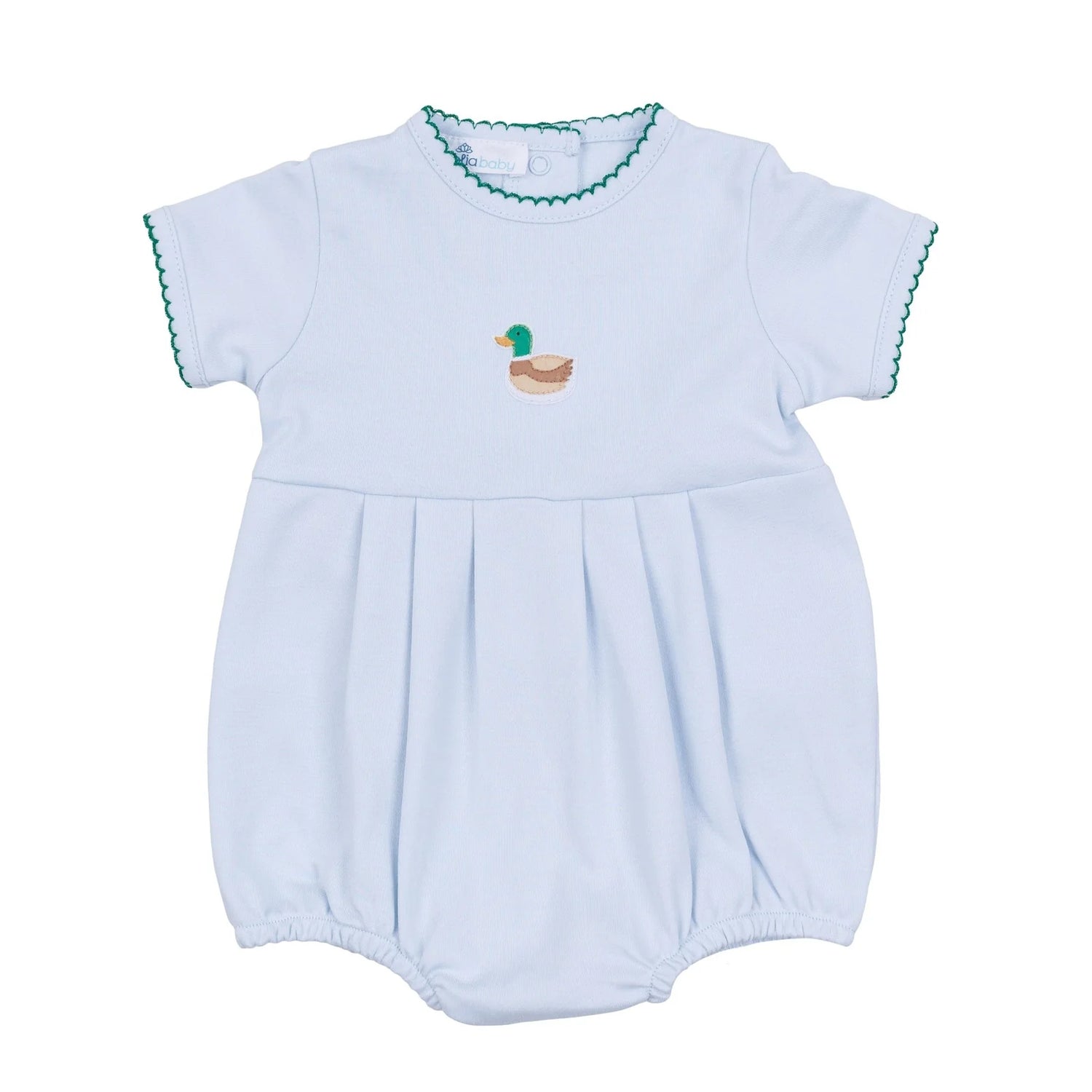 Mini Mallard Embroidered SS Bubble: Light Blue