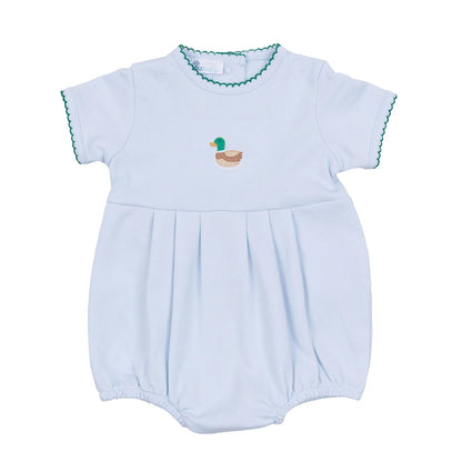 Mini Mallard Embroidered SS Bubble: Light Blue
