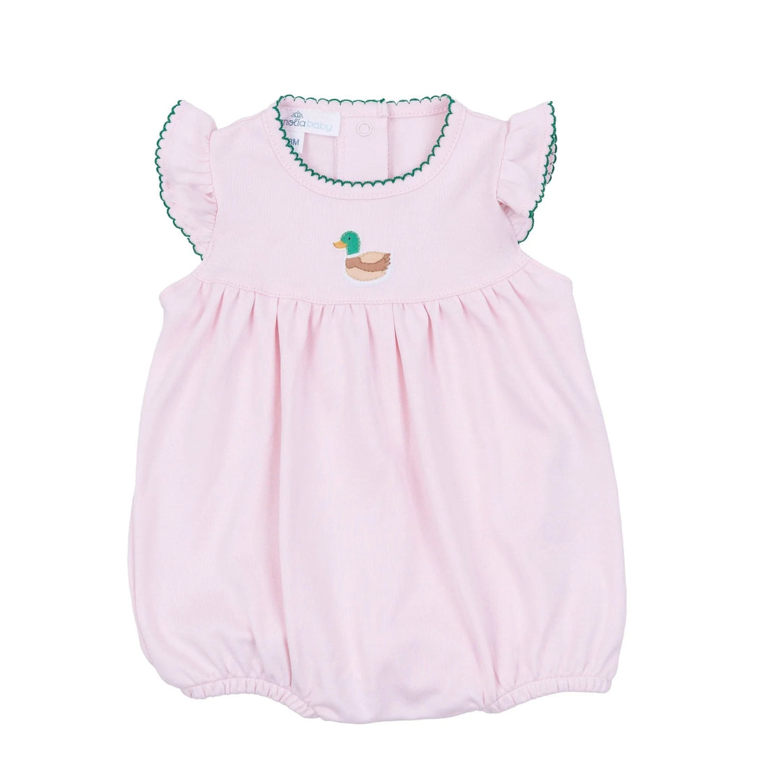 Mini Mallard Embroidered Flutter Sleeve Bubble: Pink