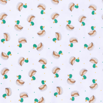 Mini Mallard Print Zip Footie w/Green Picot Trim