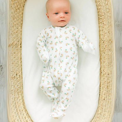 Mini Mallard Print Zip Footie w/Green Picot Trim
