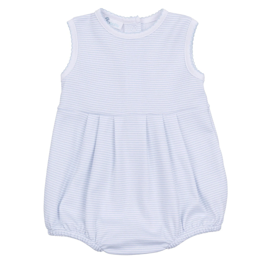 Mini Stripes Sleeveless Bubble: Light Blue