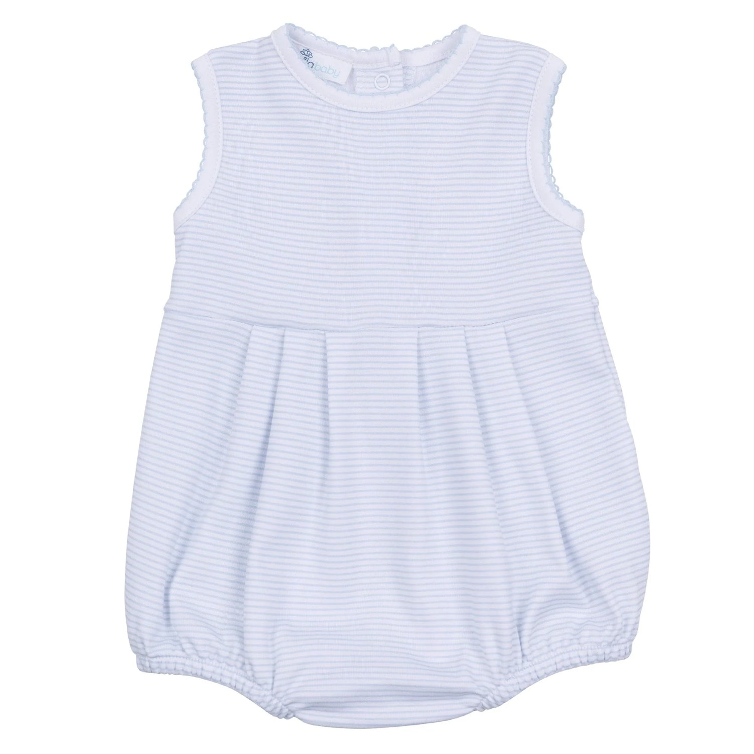 Mini Stripes Sleeveless Bubble: Light Blue