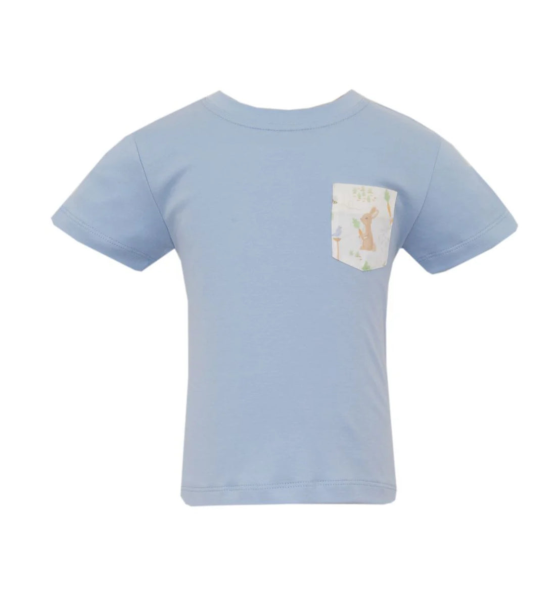 Light Blue T-Shirt with Peter Rabbit Print Pocket