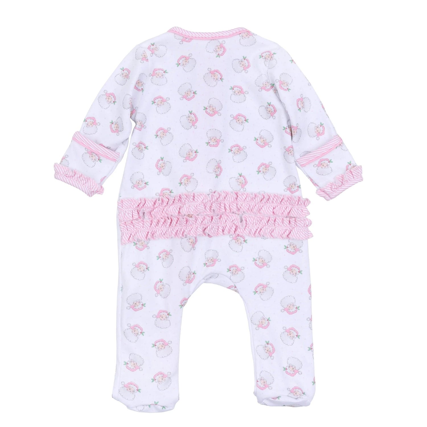 Santa Baby Zipper Footie: Light Pink