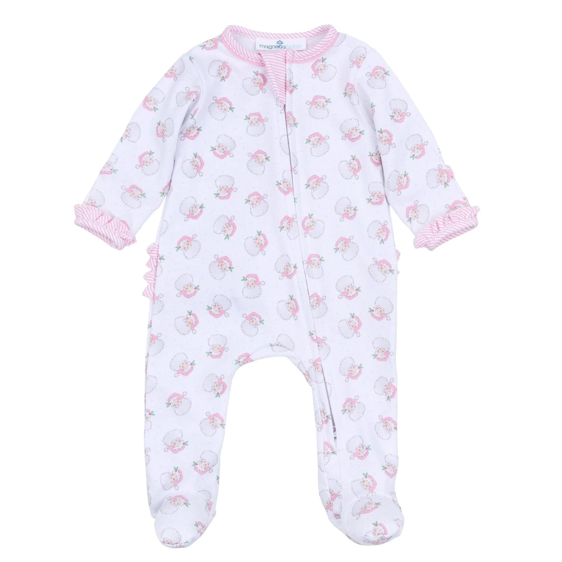 Santa Baby Zipper Footie: Light Pink