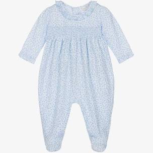 Kissy Kissy Petite Blooms Smocked Ruffle Footie - Blue