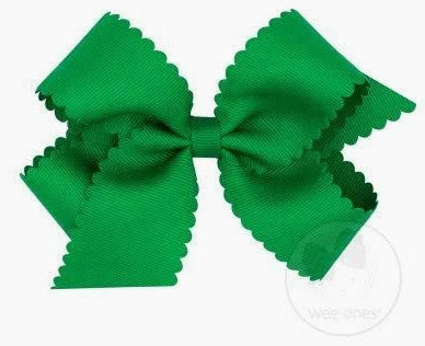 Grosgrain Hair Bow with Scalloped Edge: Green
