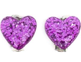 Glitter Hearts Clip On Earrings