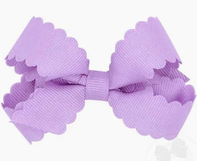 Grosgrain Hair Bow with Scalloped Edge: Light Orchid