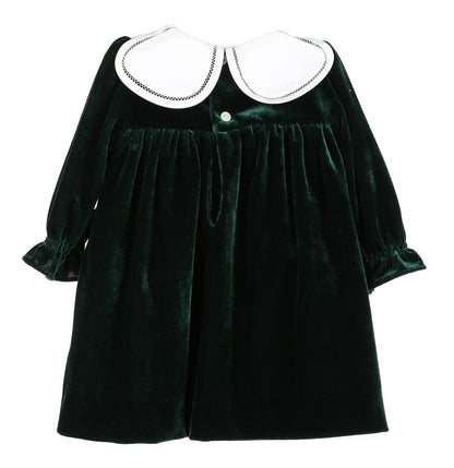 Emerald Velvet Petal Dress