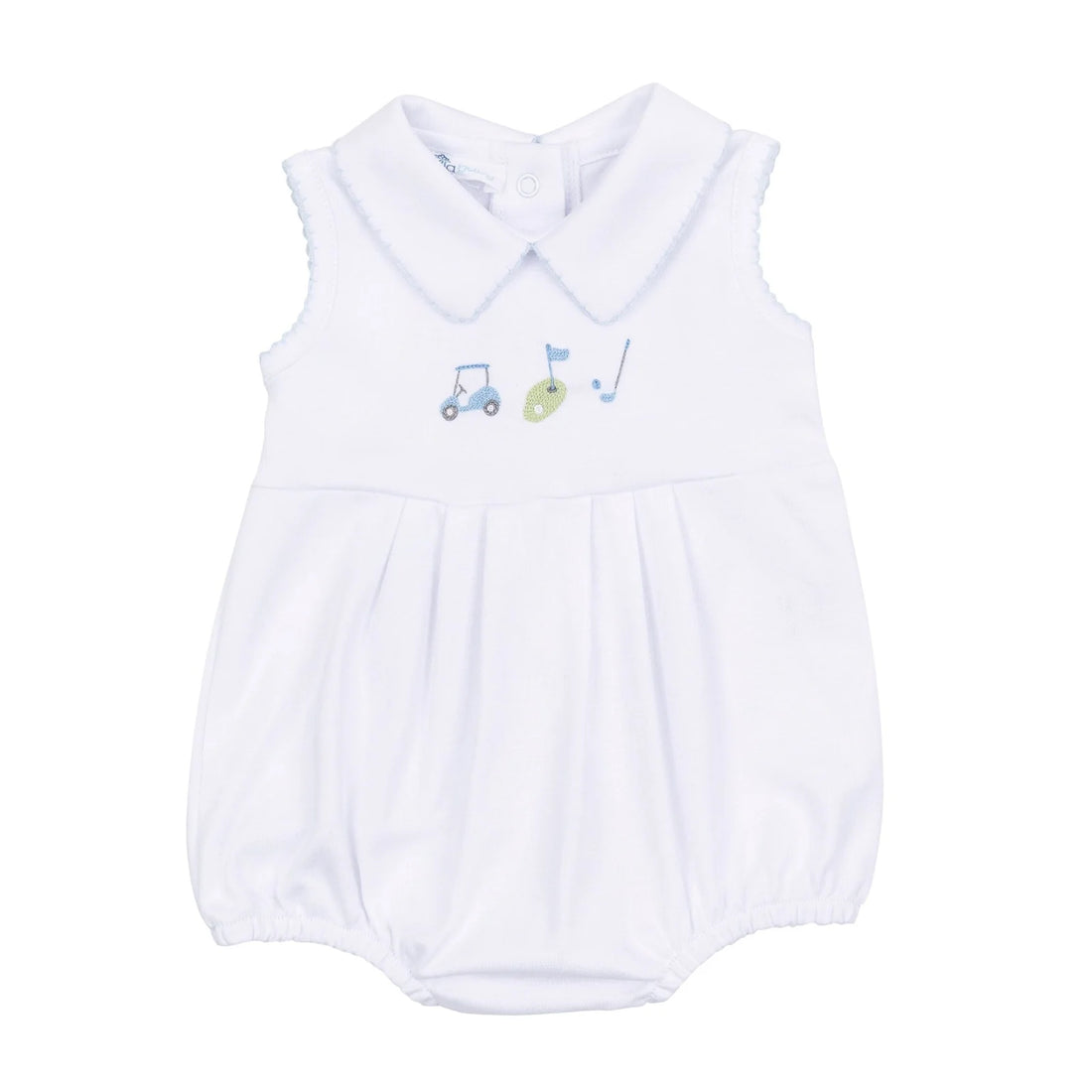 Tiny Tee Time Embroidered Sleeveless Collared Boy Bubble