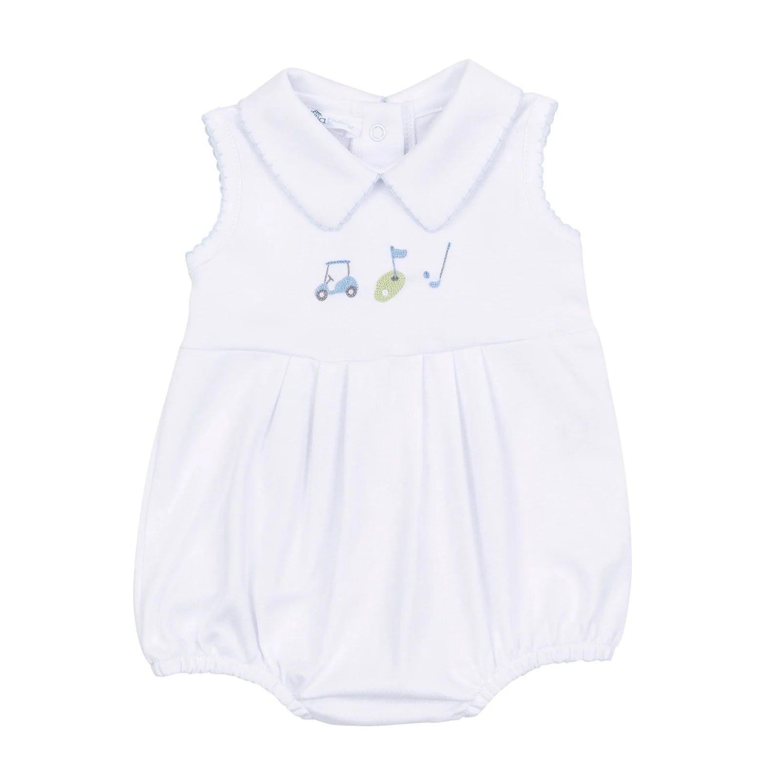 Tiny Tee Time Embroidered Sleeveless Collared Boy Bubble