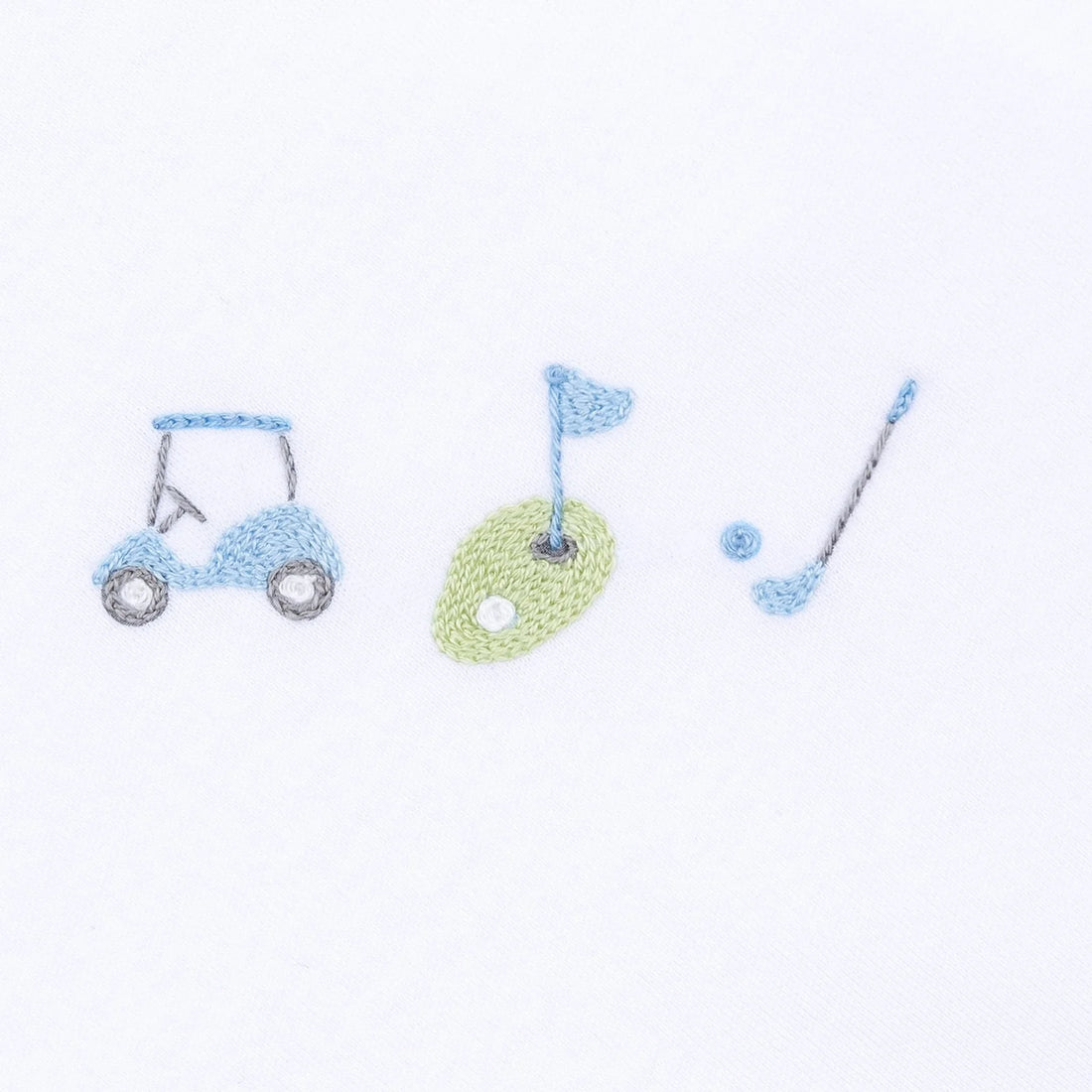 Tiny Tee Time Embroidered Footie: Light Blue