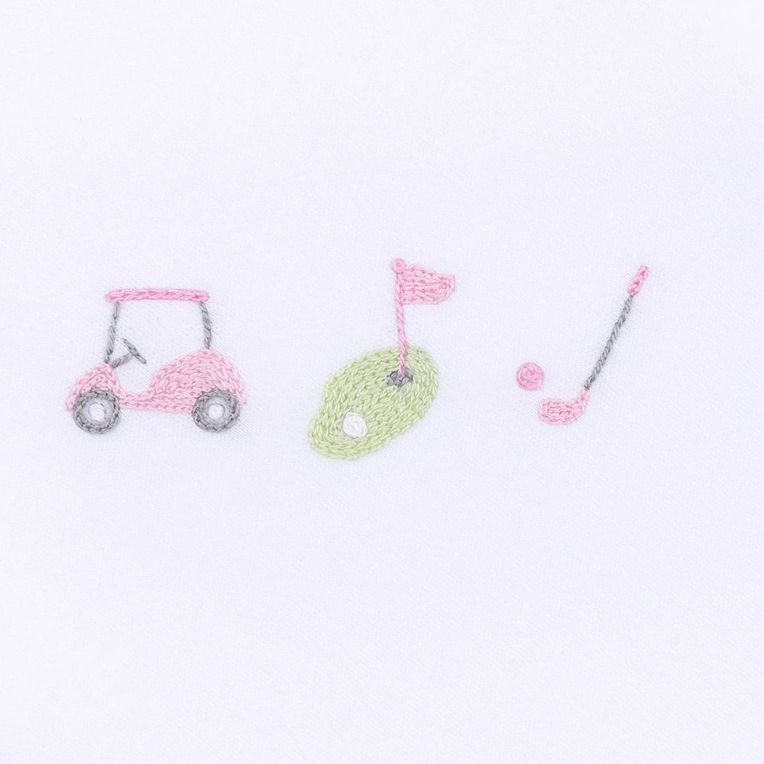 Tiny Tee Time Embroidered Footie: Light Pink