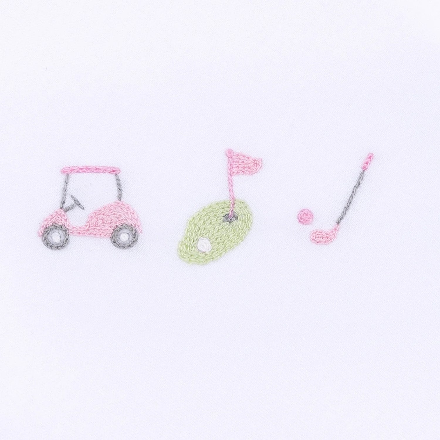 Tiny Tee Time Embroidered Footie: Light Pink
