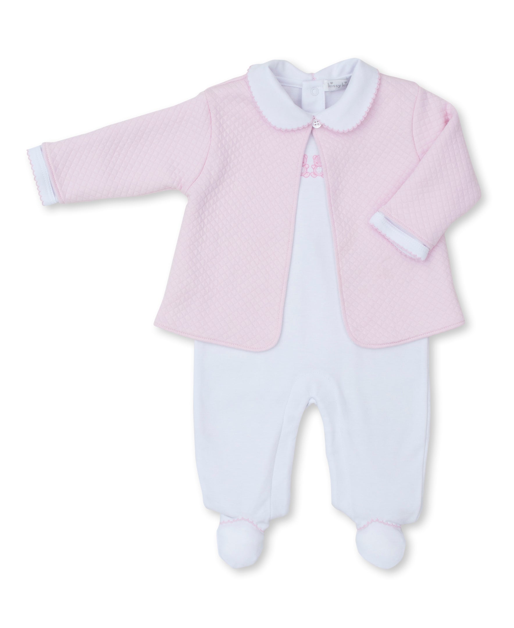 Baby Bear Cub Footie with Jacquard Jacket: Light Pink