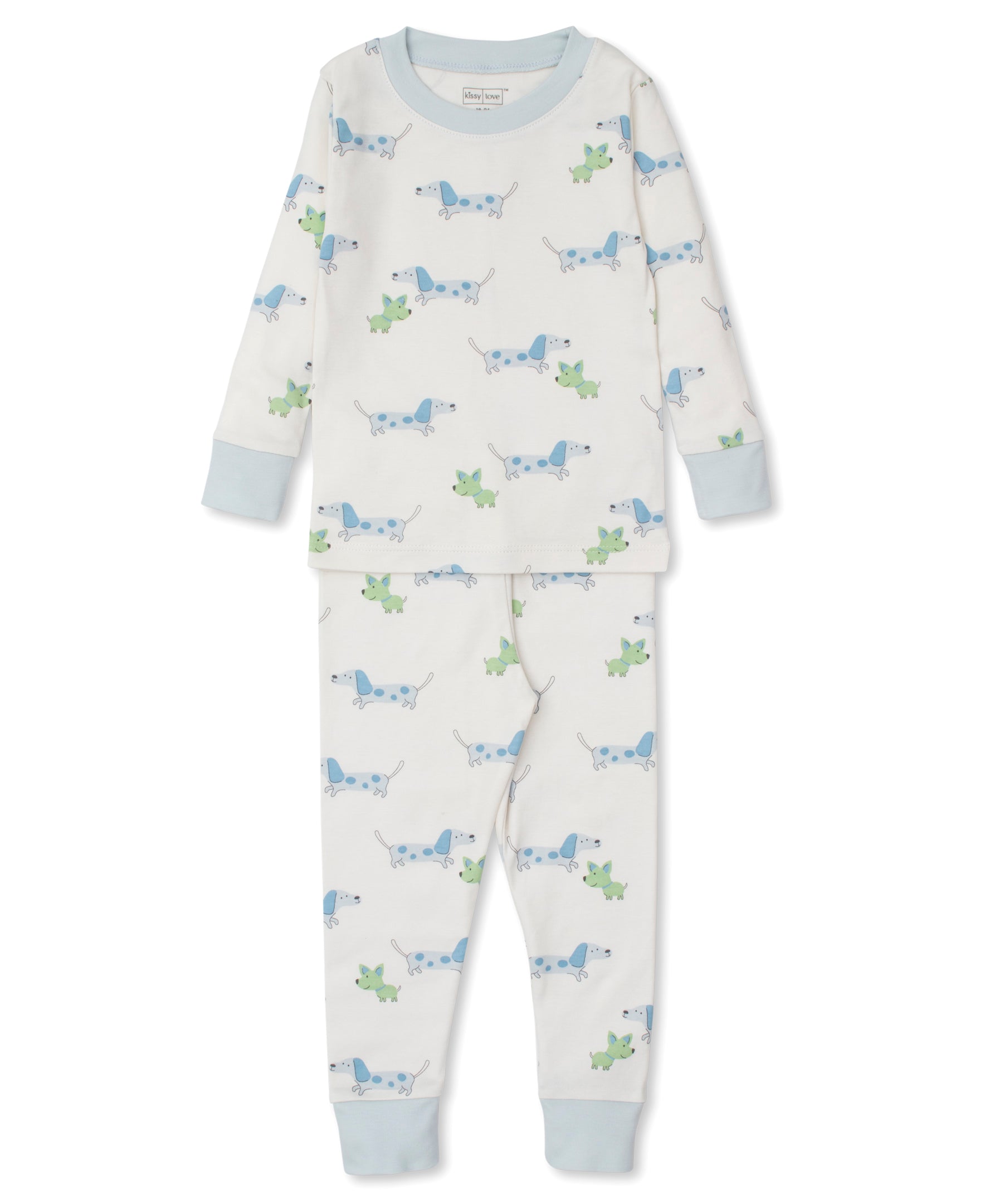 Puppy Fun Printed 2-Piece PJ Set: Blue