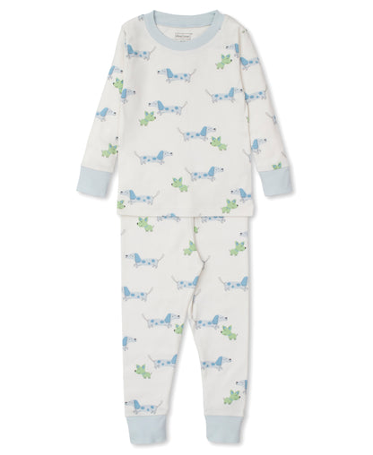 Puppy Fun Printed 2-Piece PJ Set: Blue