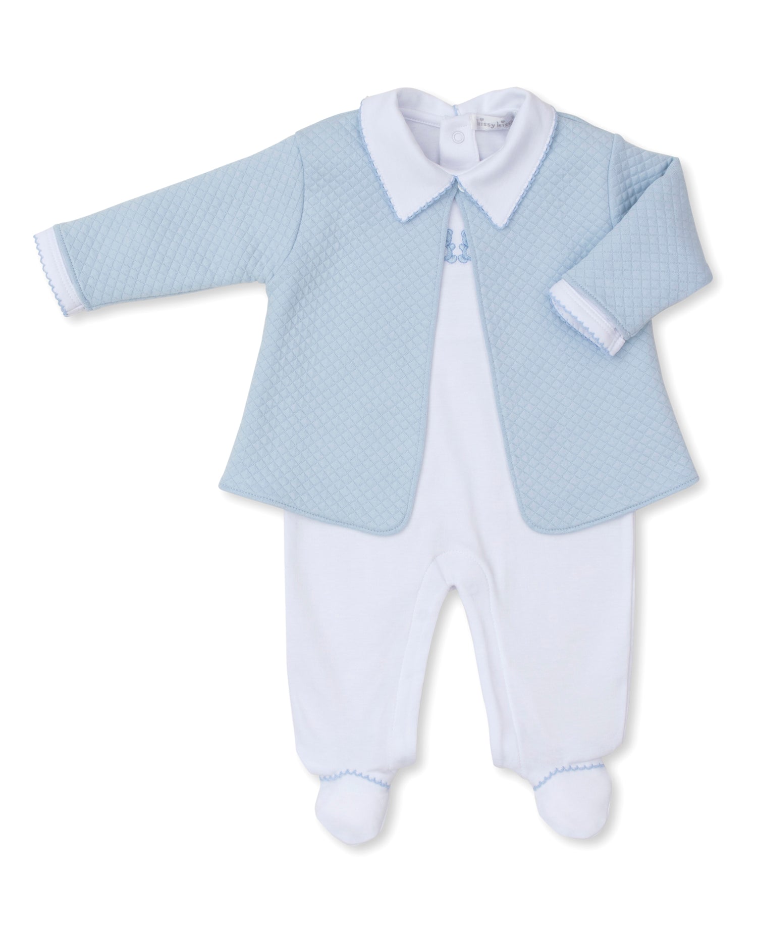 Baby Bear Cub Footie with Jacquard Jacket: Light Blue