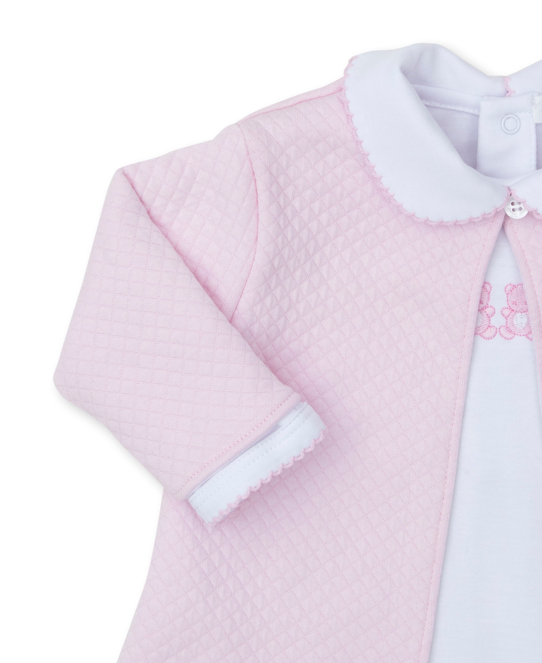 Baby Bear Cub Footie with Jacquard Jacket: Light Pink