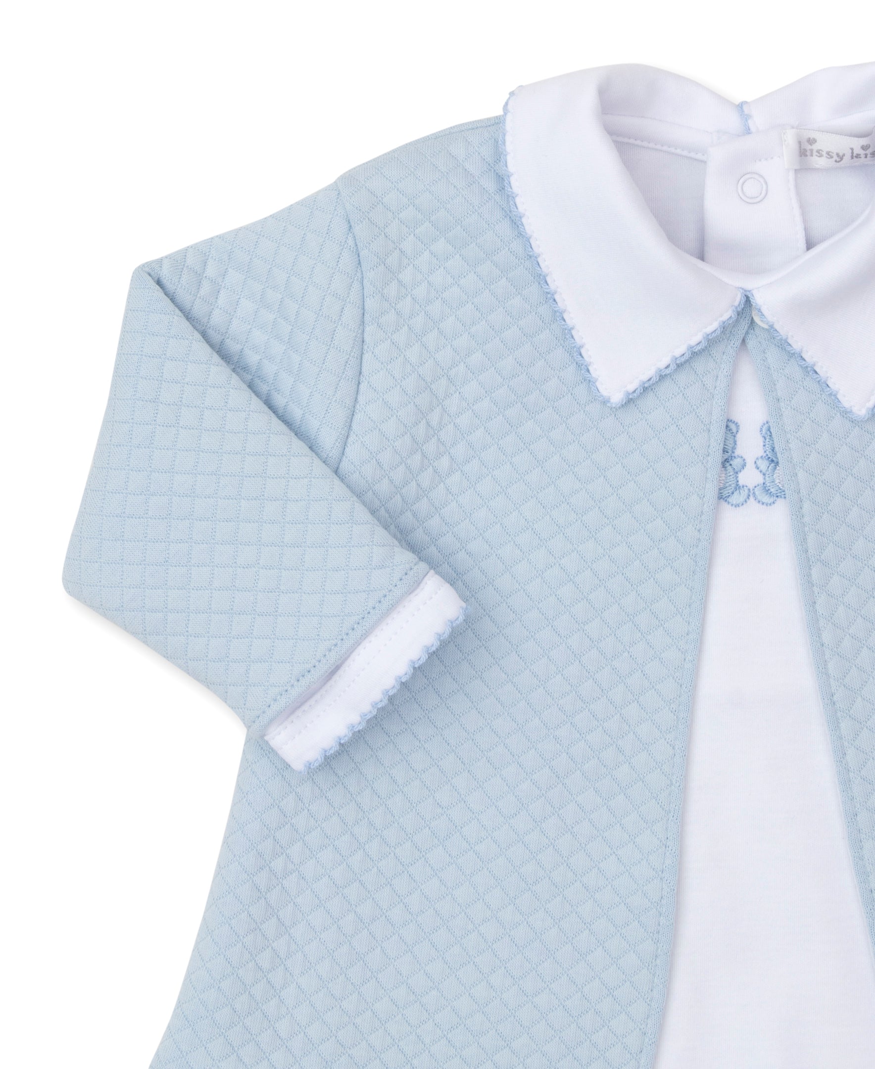 Baby Bear Cub Footie with Jacquard Jacket: Light Blue