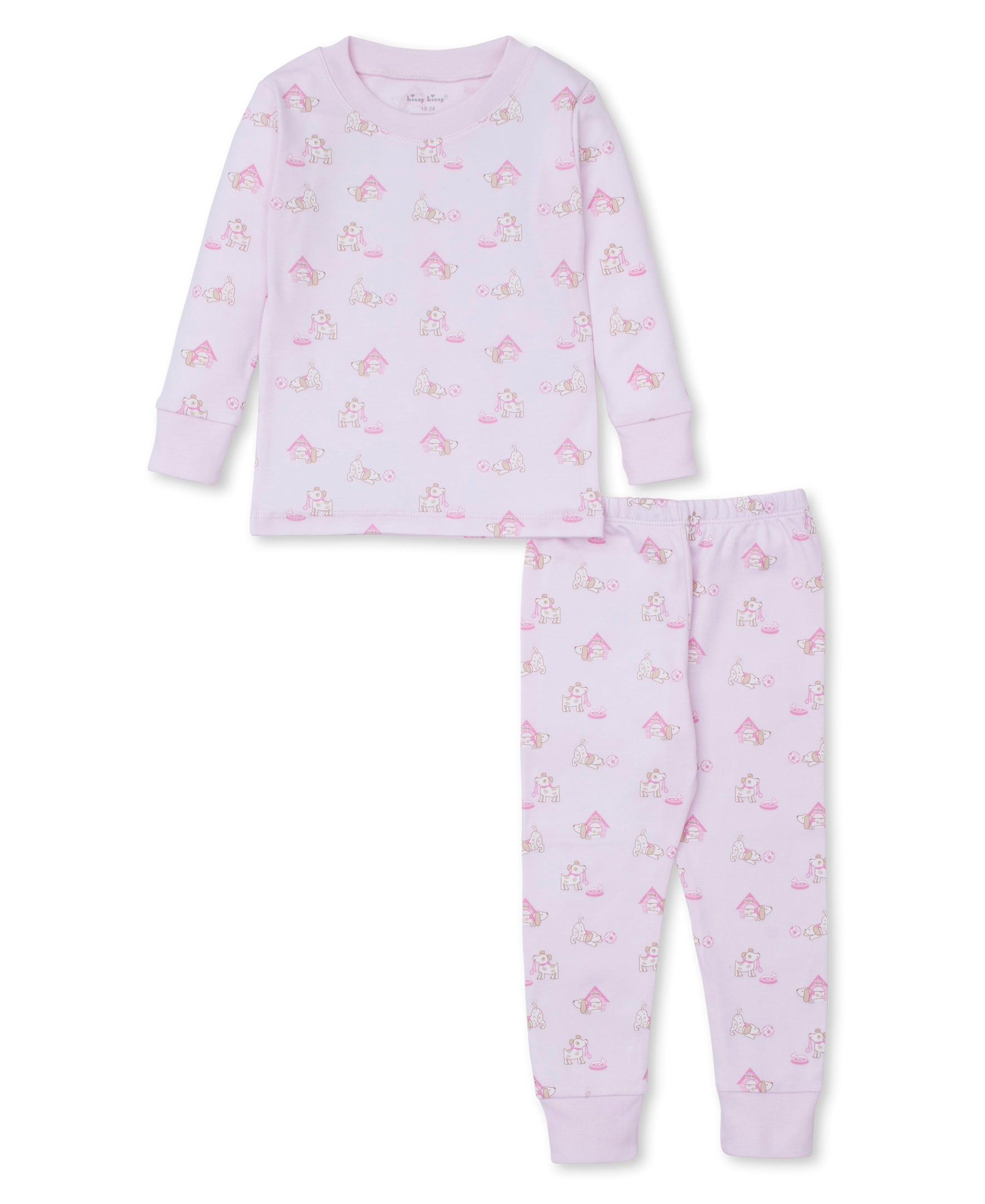 Pups in Action Snug Fit Long Pajamas (2-Piece Set): Light Pink