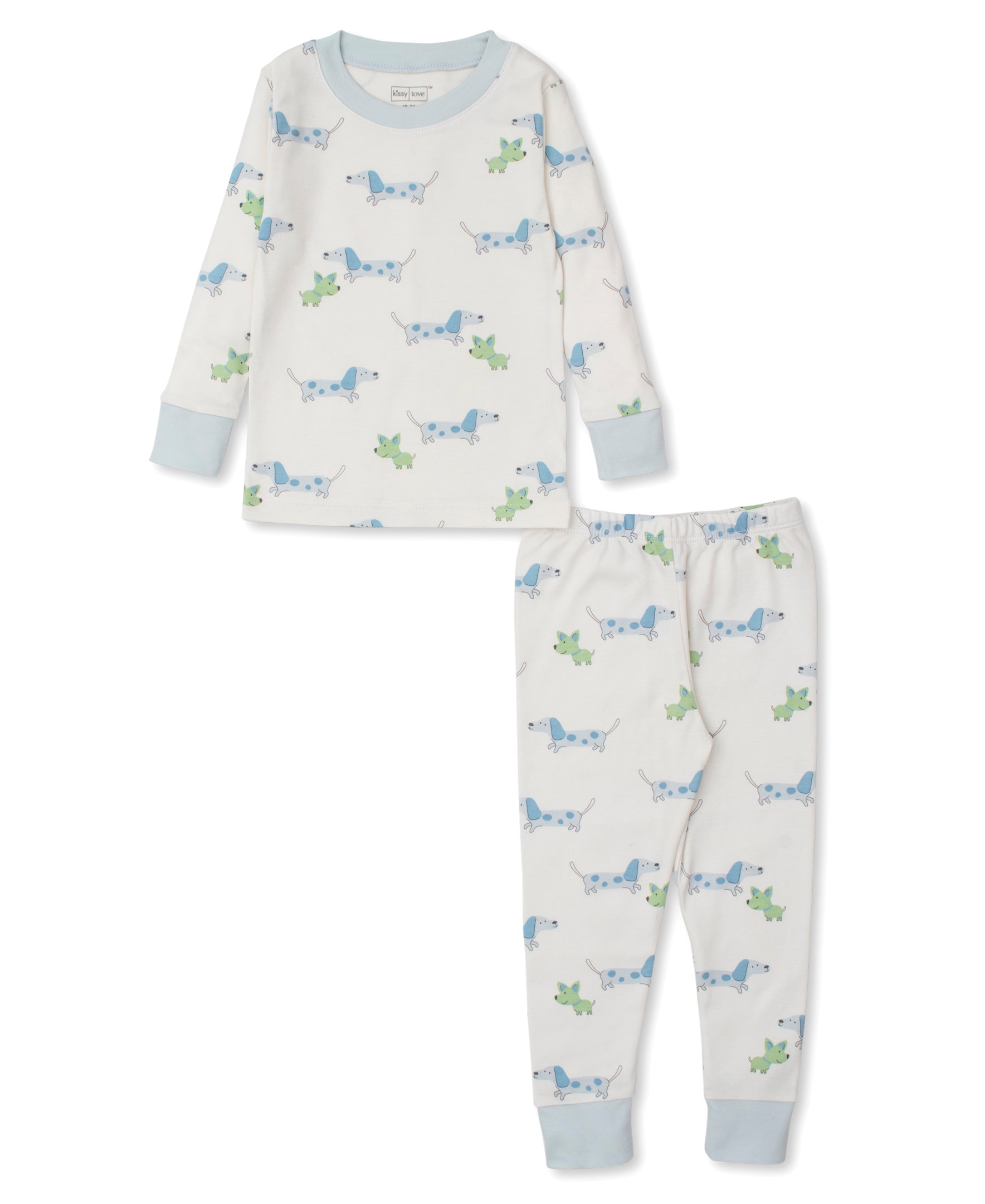 Puppy Fun Printed 2-Piece PJ Set: Blue