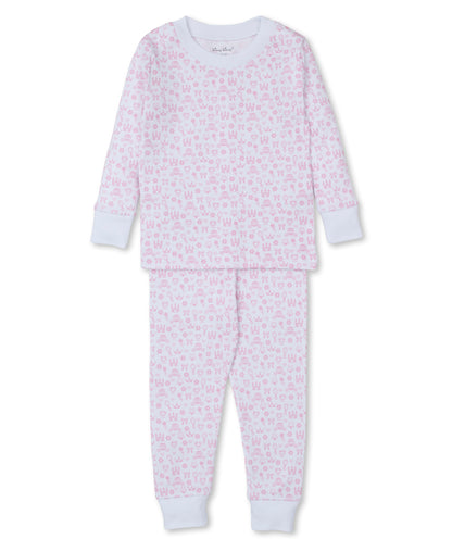 Royal Details Snug Fit Long Pajama Set (2-Piece): Light Pink