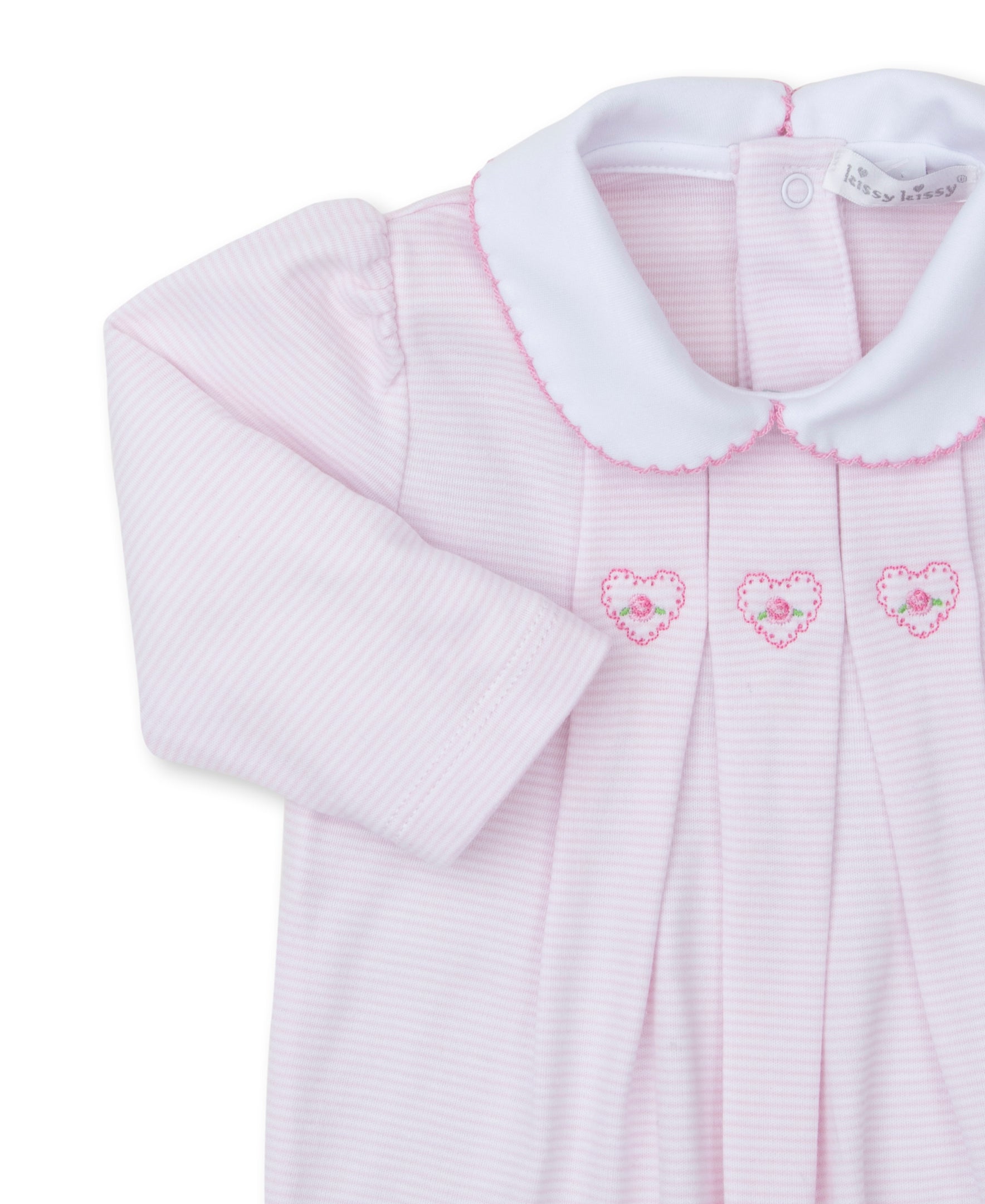 Classic Treasures Footie: Light Pink with Rose Hearts