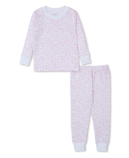 Royal Details Snug Fit Long Pajama Set (2-Piece): Light Pink