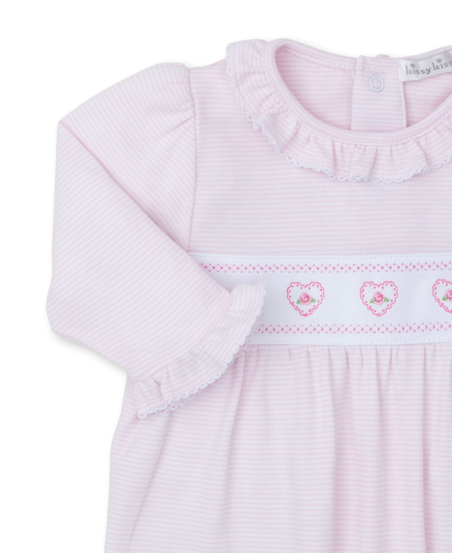 Classic Treasures Playsuit: Light Pink with Rose Hearts