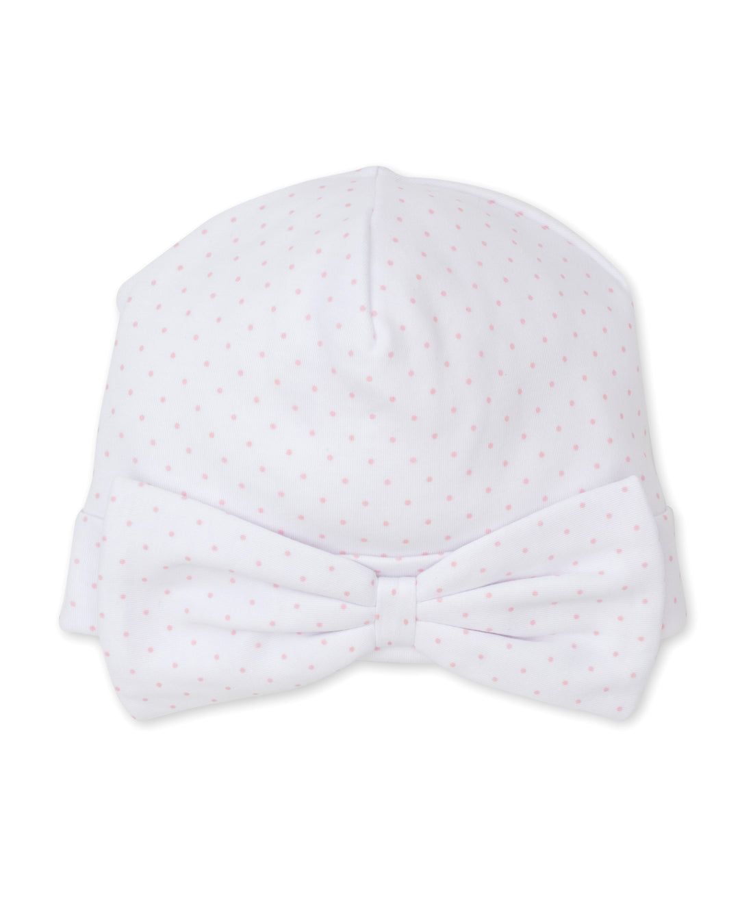 Dots Print Baby Beanie with Bow: White with Pink