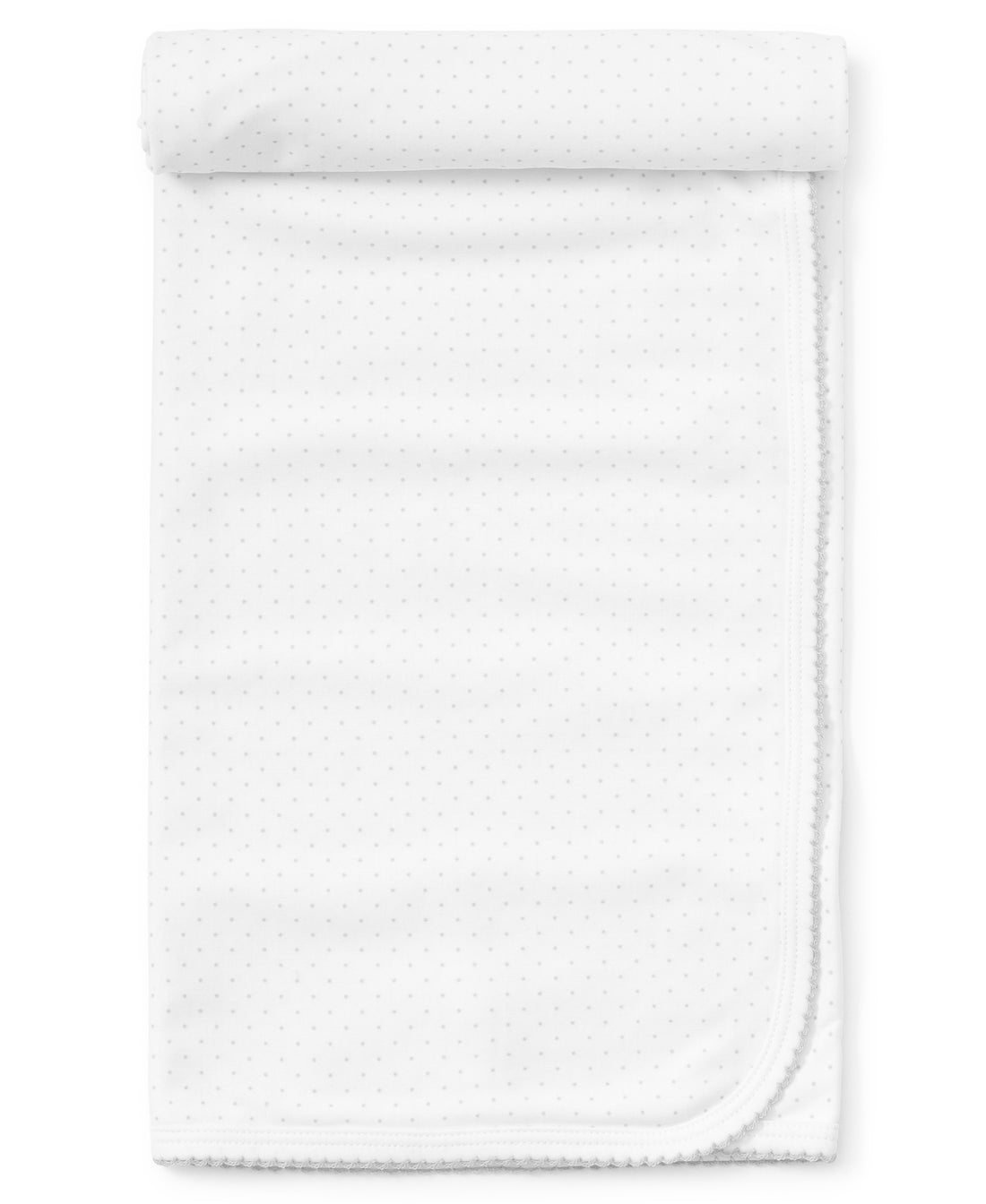 Dots Print Baby Blanket: White with Silver