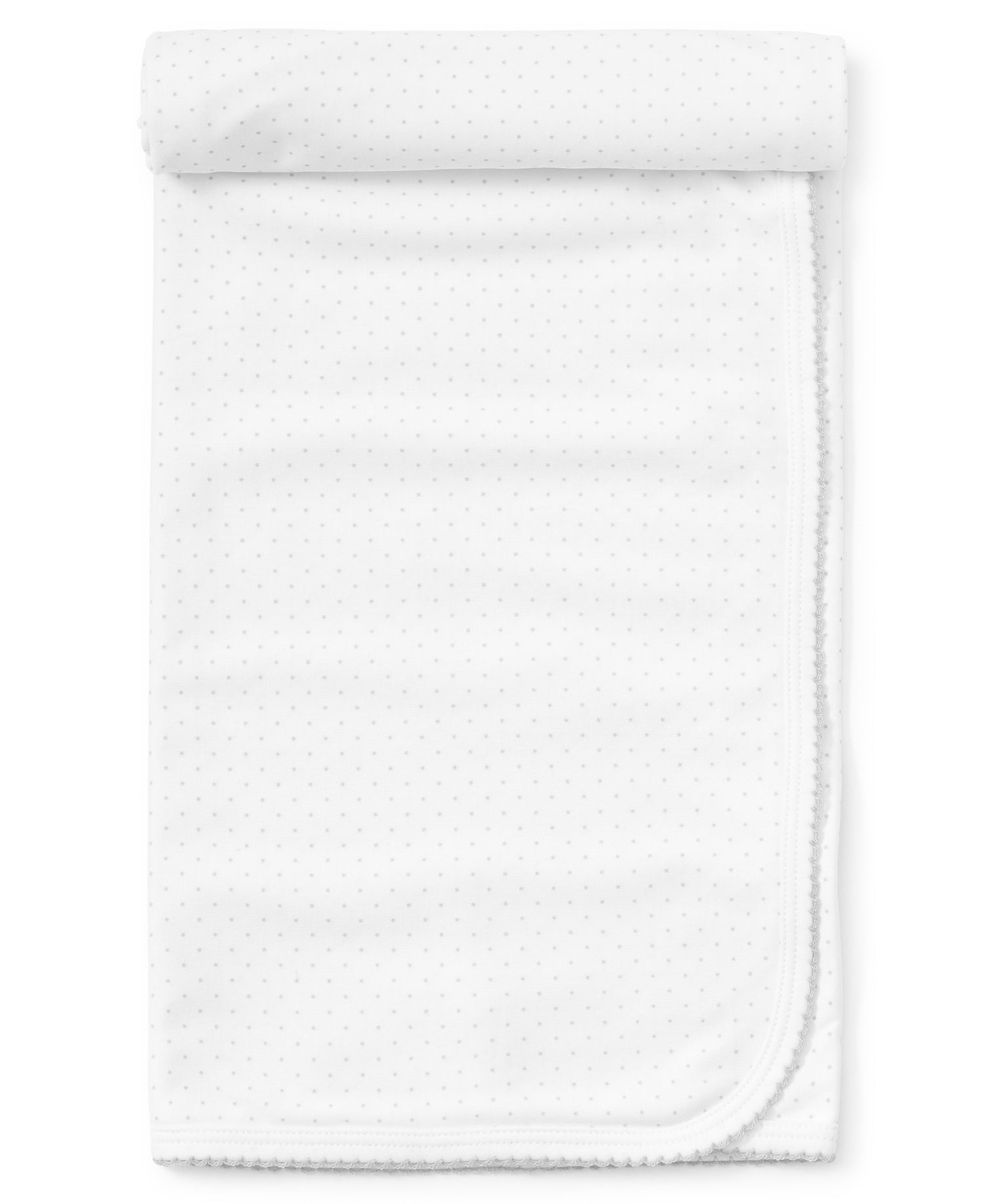 Dots Print Baby Blanket: White with Silver