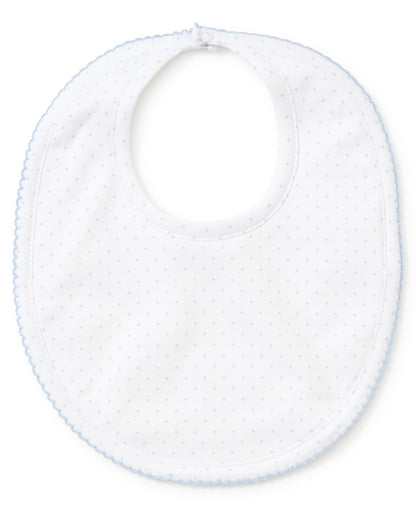 Dots Print Bib: White with Light Blue