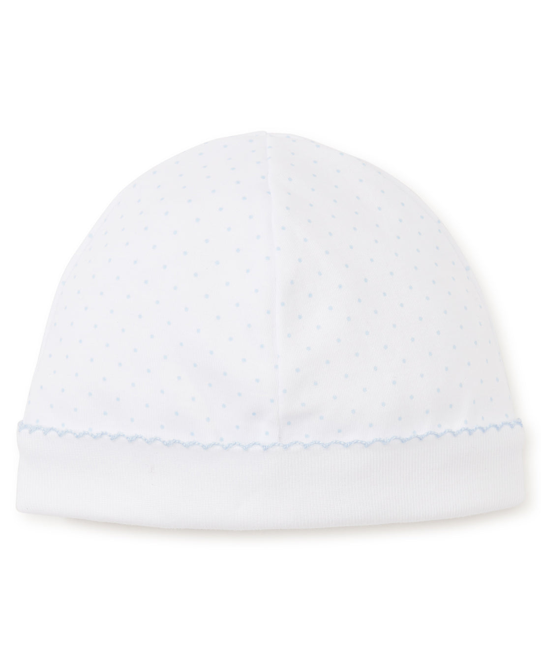 Dots Print Baby Beanie- White with Light Blue