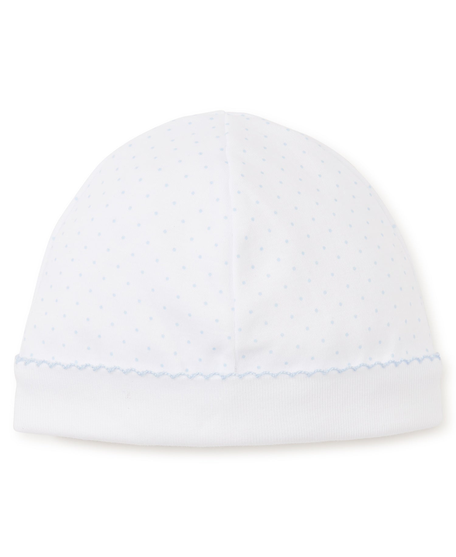 Dots Print Baby Beanie- White with Light Blue