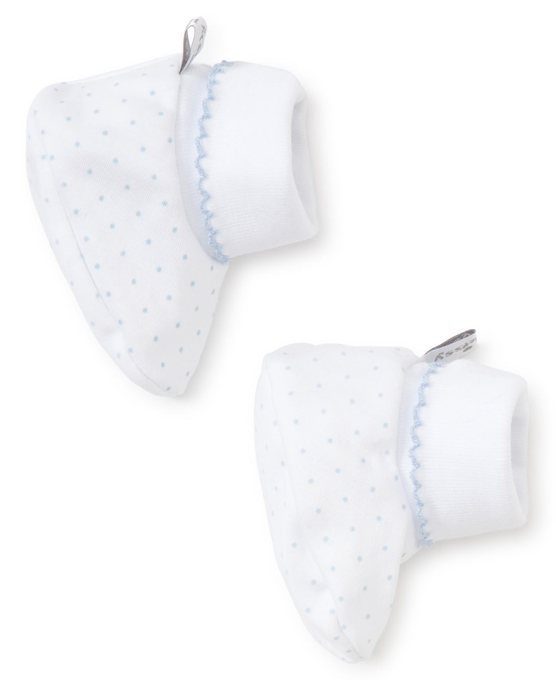 Kissy Kissy Dots Print Newborn Baby Booties - White with Light Blue