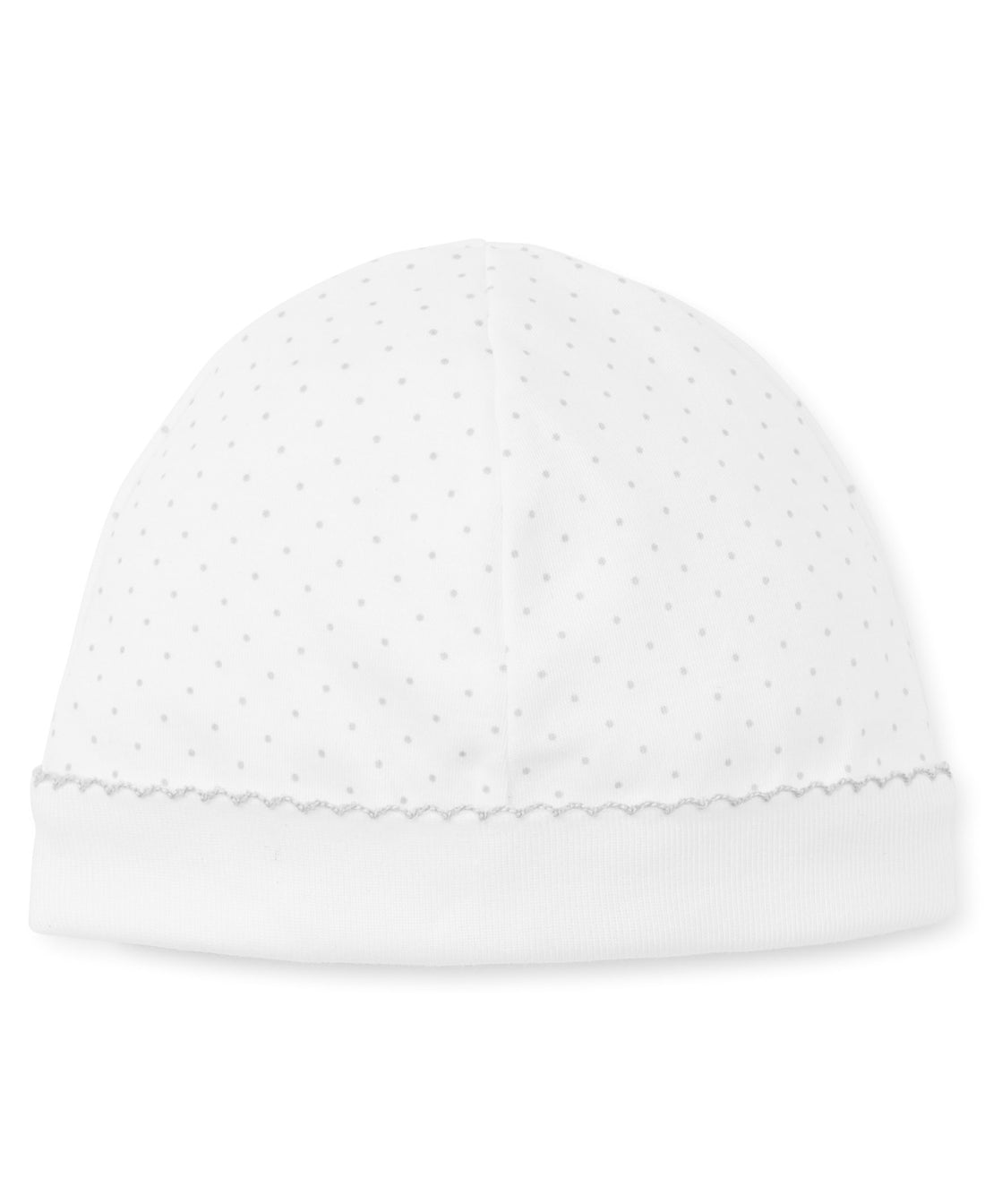 Dots Print Baby Beanie: White with Silver